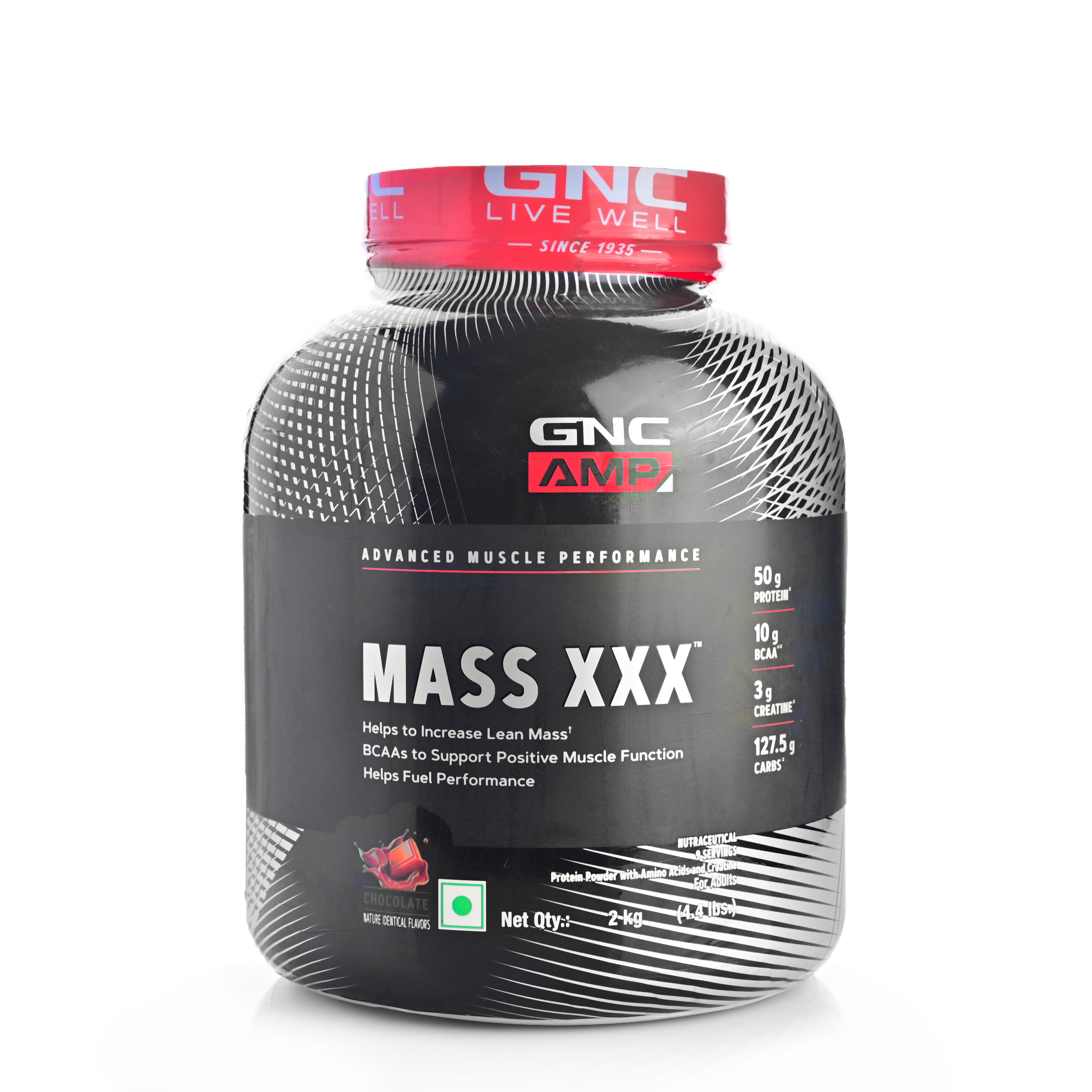 GNC Amp Mass XXX Powder Chocolate 2Kg Weight Gainer