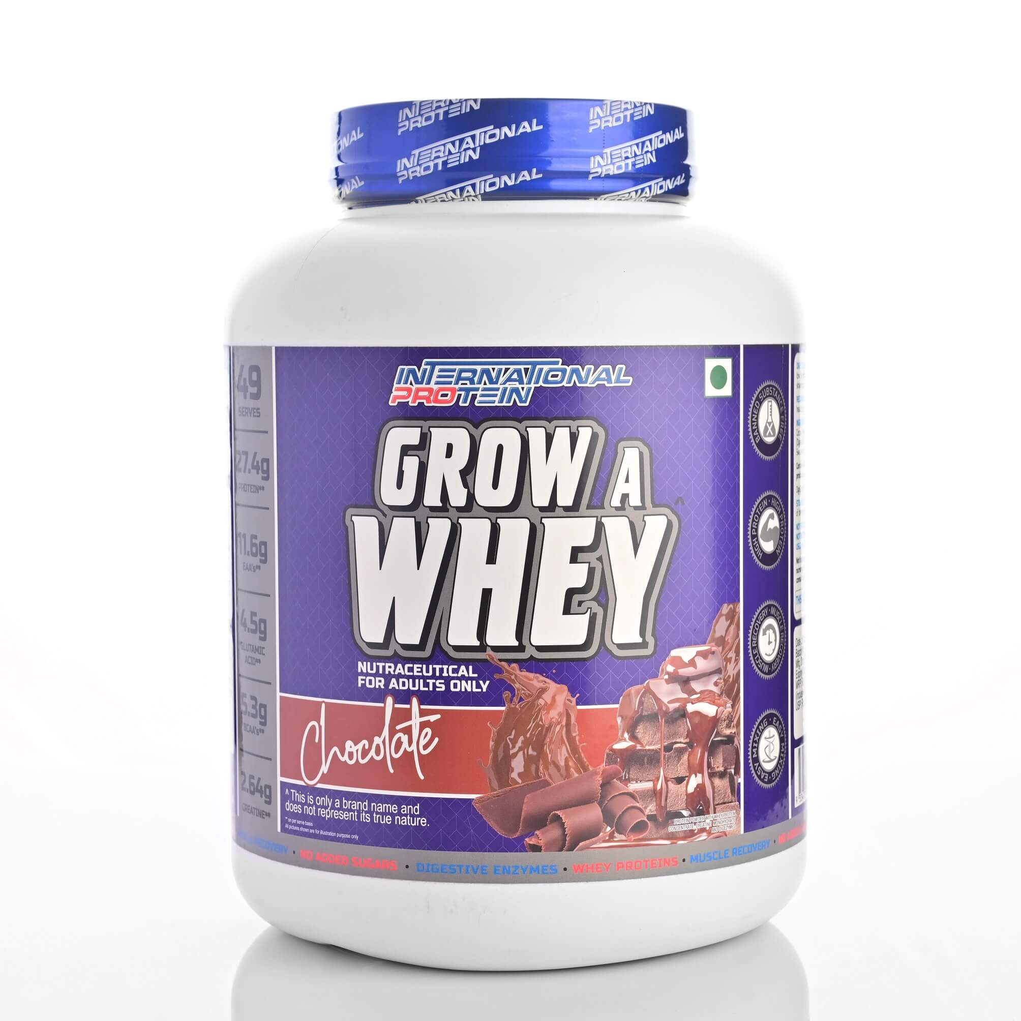 INTERNATIONAL PROTEIN GROW WHEY 2.27 KG Imported | High protein | 27.4G PROTEIN |4.5G GLUTAMIC ACID |5.3G BCAA | CREATINE 3G