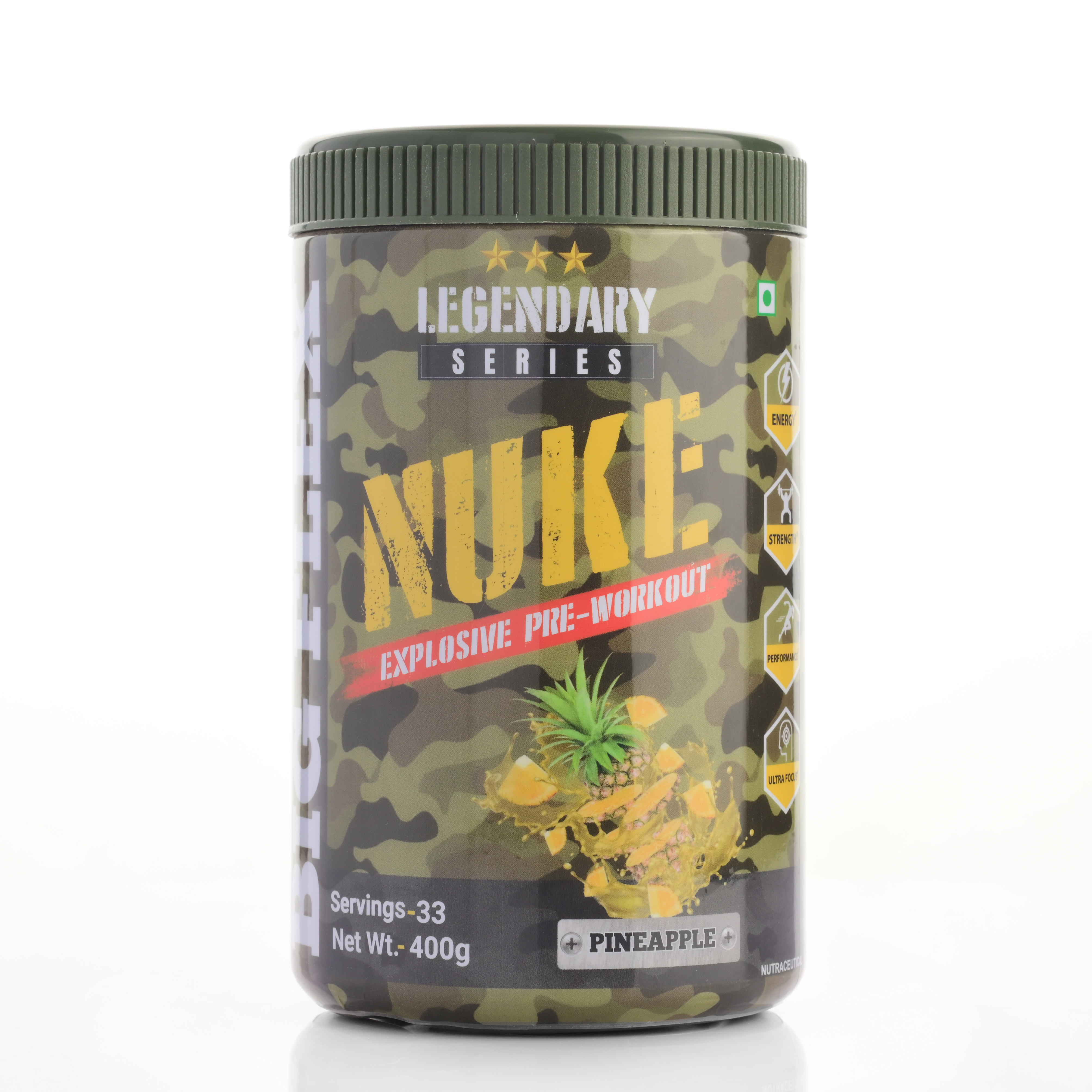 Big Flex Nuke Pre Workout Powder| 33 Servings |Energy Booster (Pineapple)