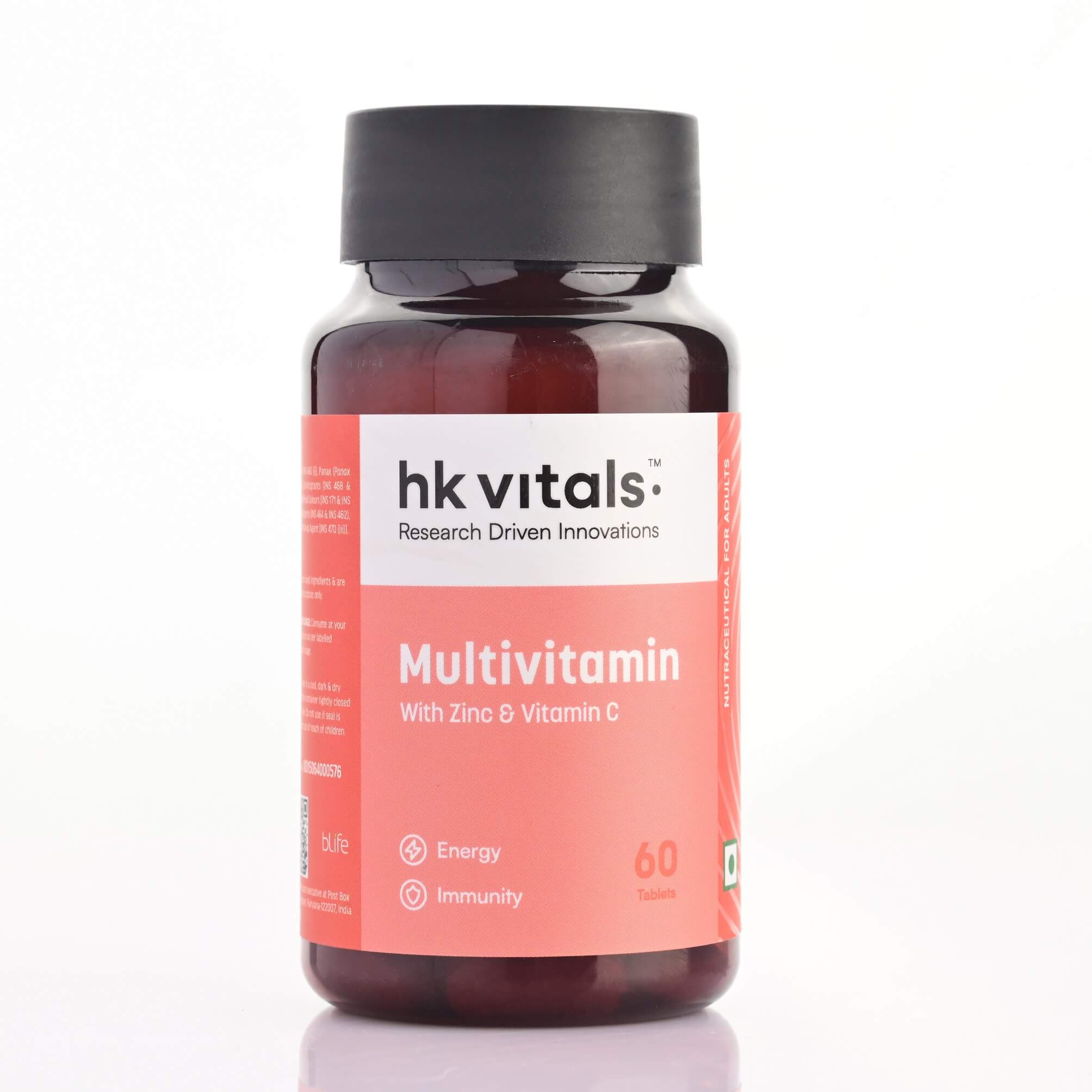 HK Vitals Multivitamin (60 Tablets) | For Men and Women | With Zinc, Vitamin C, Vitamin D3, Multiminerals & Ginseng Extract