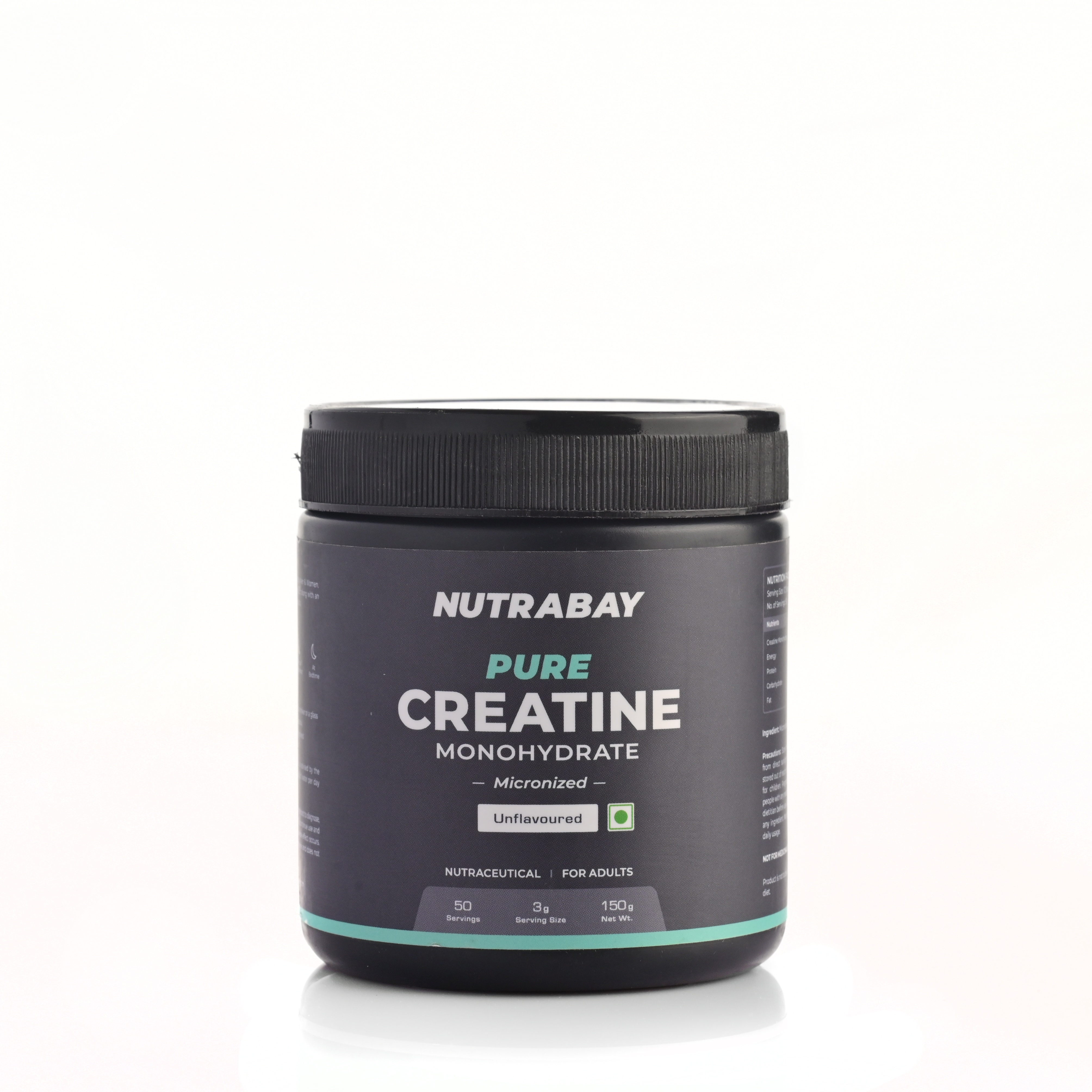Nutrabay Pure Creatine Monohydrate Micronized - 150 gm (0.33 Lb), Unflavoured