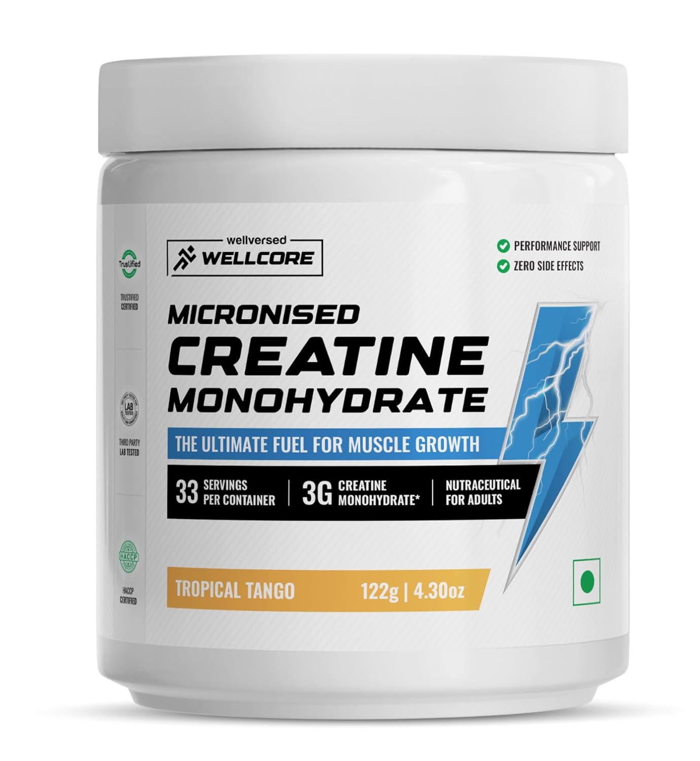 Wellcore - Pure Micronised Creatine Monohydrate (Tropical Tango ,122gm, 33 Servings)