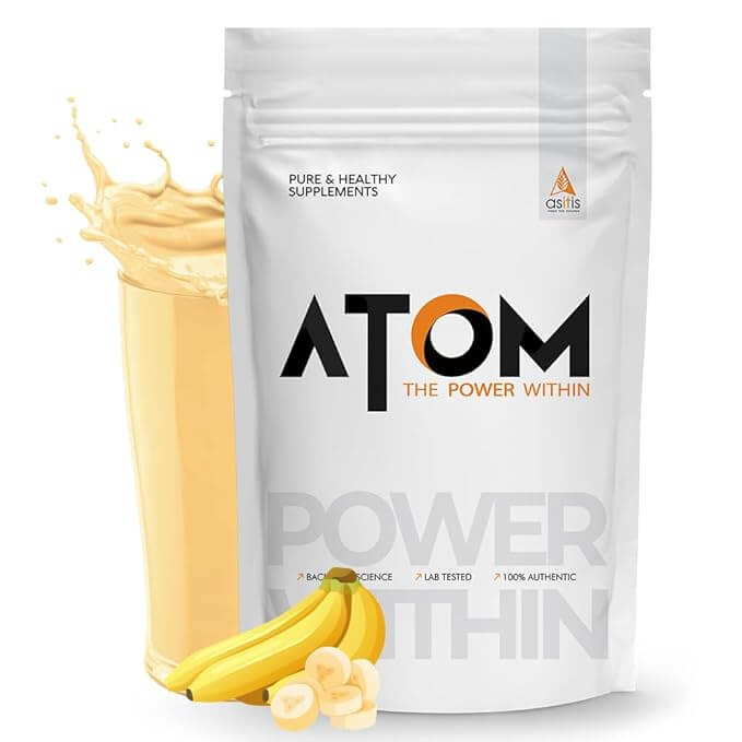 AS-IT-IS ATOM Whey Protein 1kg | 27g protein | Isolate & Concentrate,  (Banana Fusion)