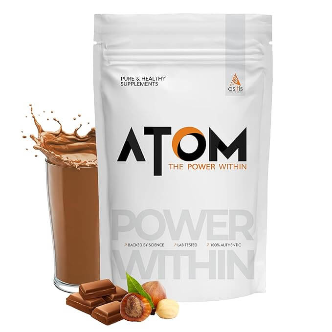 AS-IT-IS ATOM Whey Protein 1kg | 27g protein | Isolate & Concentrate,  (Choclate Hazelnut)