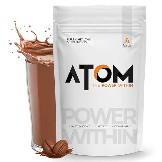 AS-IT-IS ATOM Whey Protein 1kg | 27g protein | Isolate & Concentrate,  (Mocha Cappuccino)