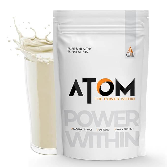 AS-IT-IS ATOM Whey Protein 1kg | 27g protein | Isolate & Concentrate,  (Unflavourd)